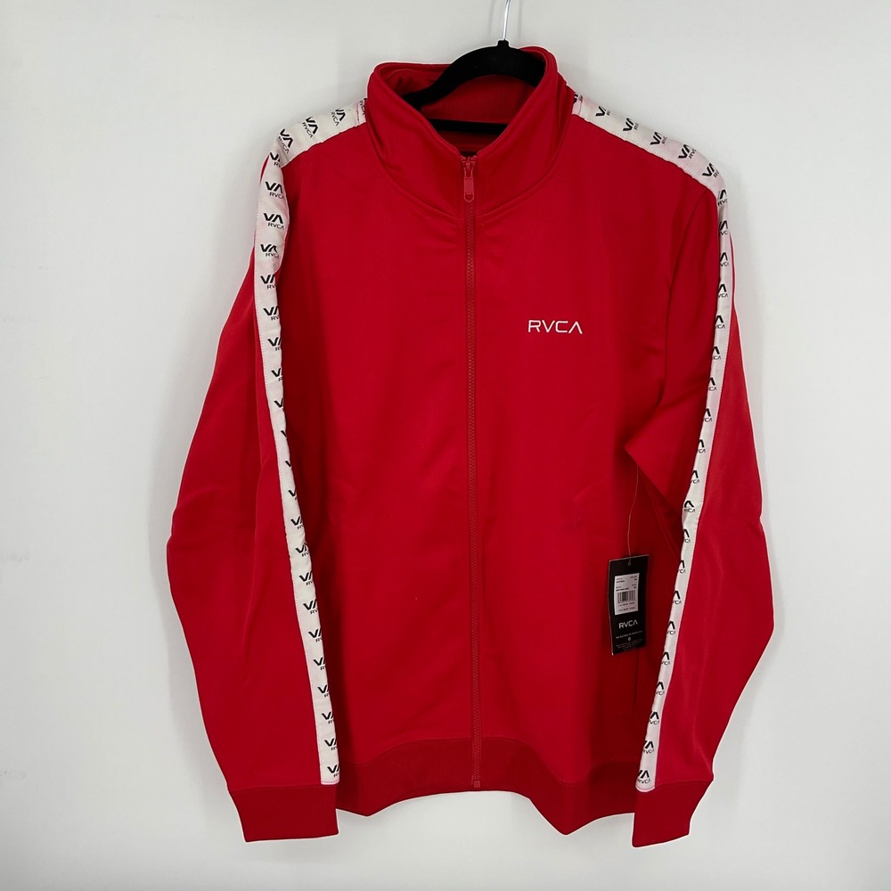 RVCA Mens Red‎ Logo Track Jacket Full Zip Athleisure Size XXL